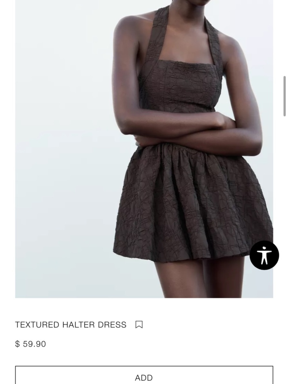 Textured Halter Zara Dress in Dark Brown